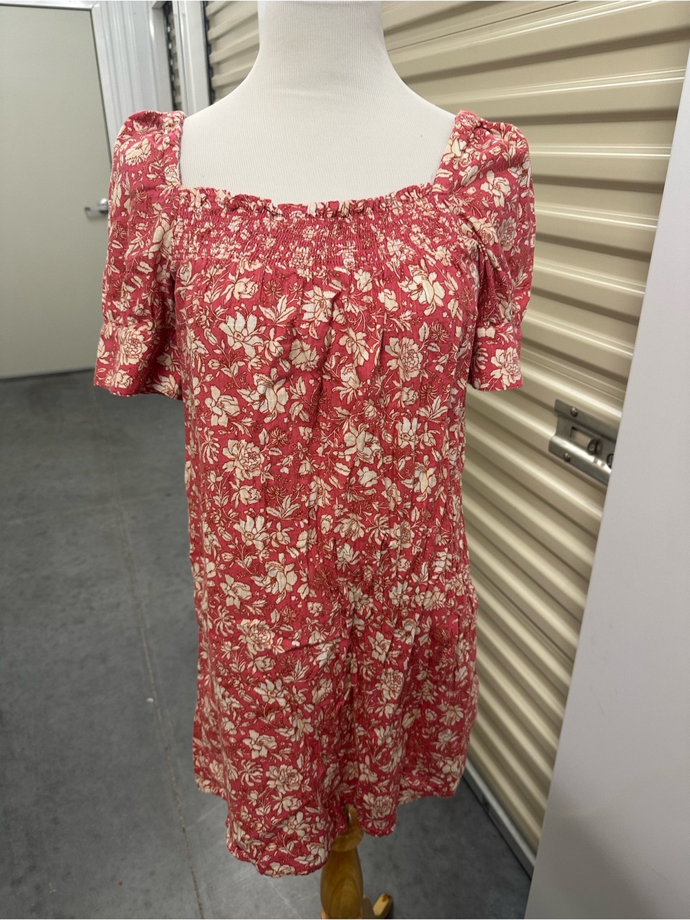 J. Crew Pink and Cream Floral Smocked Dress- Beach Bohemian Coastal Cowgirl